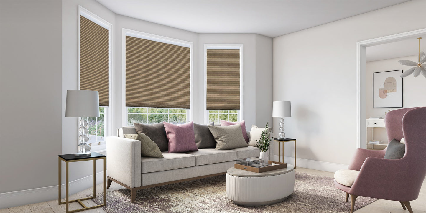 Mørklæggende Duette® gardin, Alfa caramel