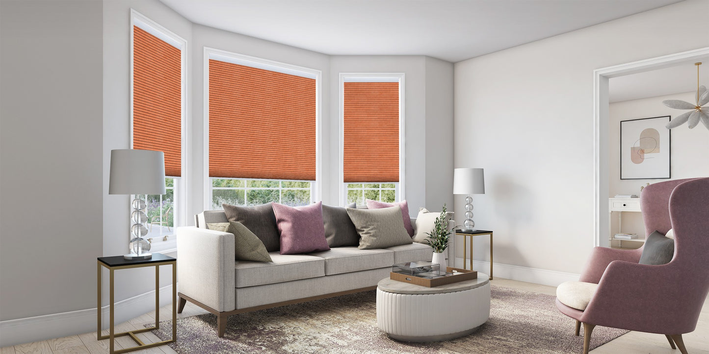 Mørklæggende Duette® gardin, Saturn koral