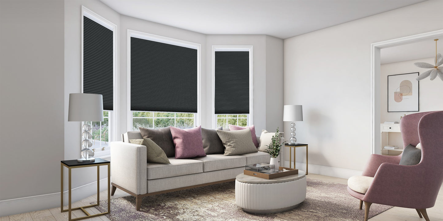 Mørklæggende Duette® gardin, Saturn dyb sort