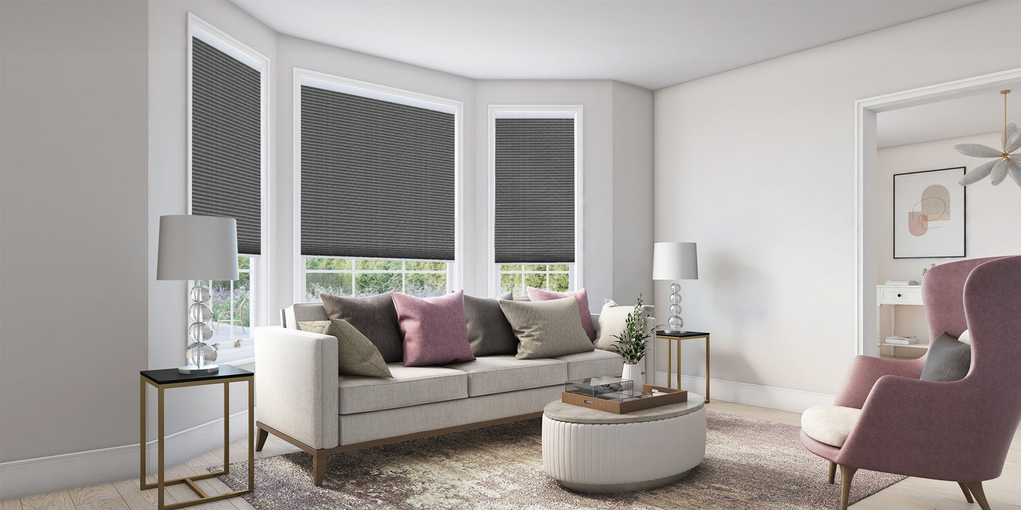 Mørklæggende Duette® gardin, Linum antracit